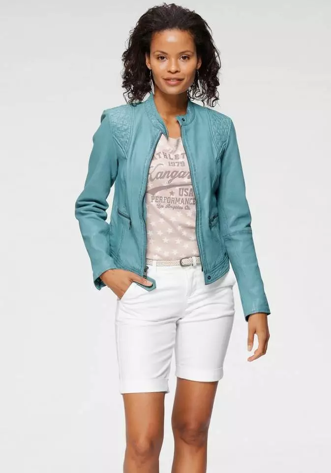 KangaROOS Lederjacke mit Ziersteppungen im sportlichem Biker-Style 1 KangaROOS Lederjacke mit Ziersteppungen im sportlichem Biker-Style