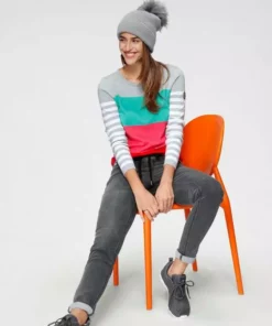 KangaROOS Rundhalspullover in modischer Streifenoptik Beere-rosa, Marine-rot-hellgrau, Hellgrau-t&uuml;rkis-pink, Wollwei&szlig;-rosa-dunkelgr&uuml;n -KangaROOS Verkaufsladen 3fc89aa5 d1ba 5fbd 93fa 7e1108502edf