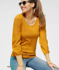 KangaROOS Rundhalspullover Marine-weiß, Gelb-weiß