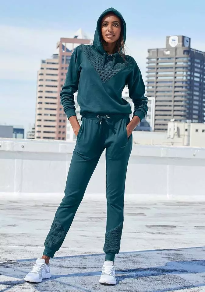 KangaROOS Relaxhose mit Lochmuster am Beinsaum Petrol, Schwarz 6 KangaROOS Relaxhose mit Lochmuster am Beinsaum Petrol, Schwarz – Bild 6