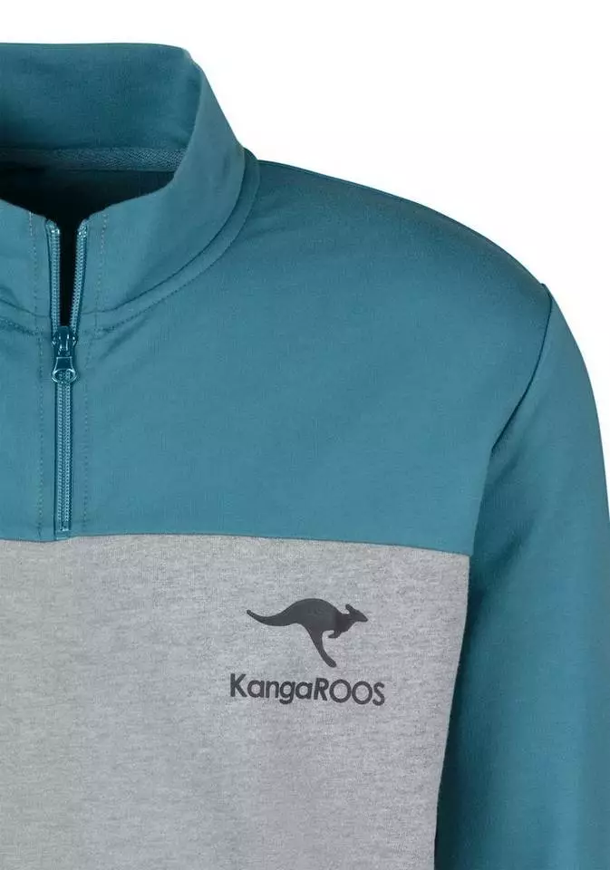 KangaROOS Sweatshirt mit Stehkragen und kurzem Reißverschluss Petrol-grau-meliert-navy, Grau-meliert-weiß-navy 3 KangaROOS Sweatshirt mit Stehkragen und kurzem Reißverschluss Petrol-grau-meliert-navy, Grau-meliert-weiß-navy – Bild 3