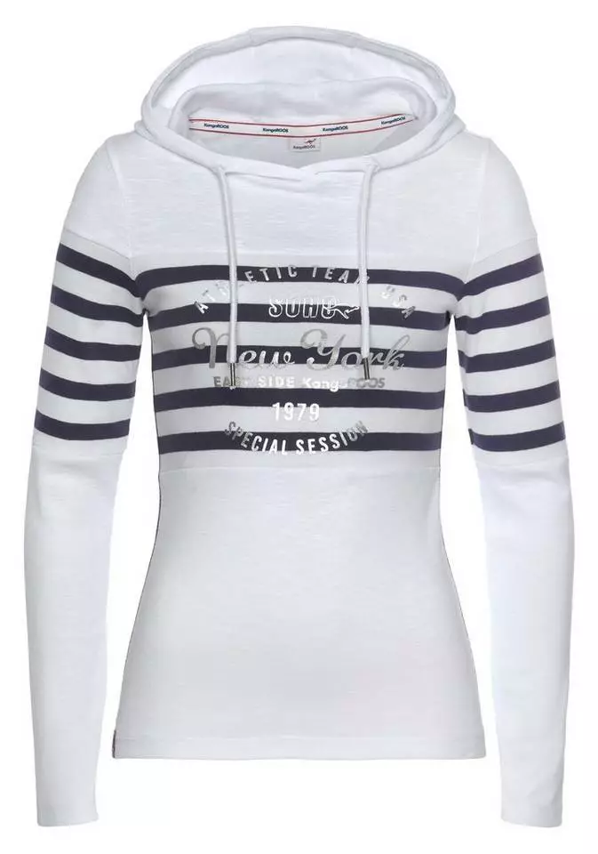 KangaROOS Kapuzenshirt mit goldschimmerndem Metallic-Print im Collage-Style Weiß-marine, Schwarz-weiß 7 KangaROOS Kapuzenshirt mit goldschimmerndem Metallic-Print im Collage-Style Weiß-marine, Schwarz-weiß – Bild 7