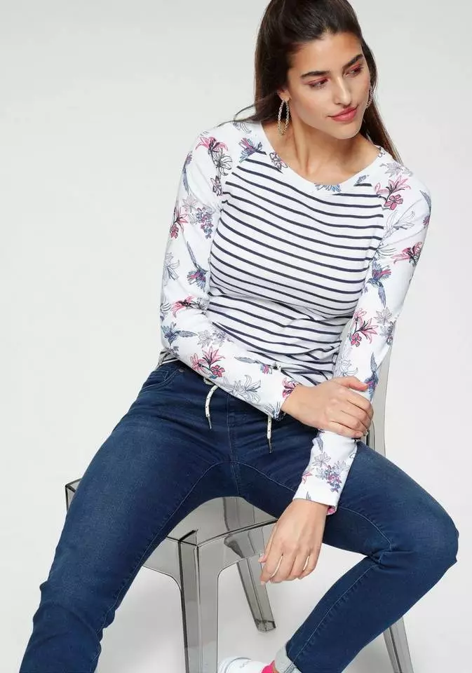 KangaROOS Langarmshirt im angesagtem Mustermix Schwarz, Weiß-marine-gestreift, Himbeere 7 KangaROOS Langarmshirt im angesagtem Mustermix Schwarz, Weiß-marine-gestreift, Himbeere – Bild 7