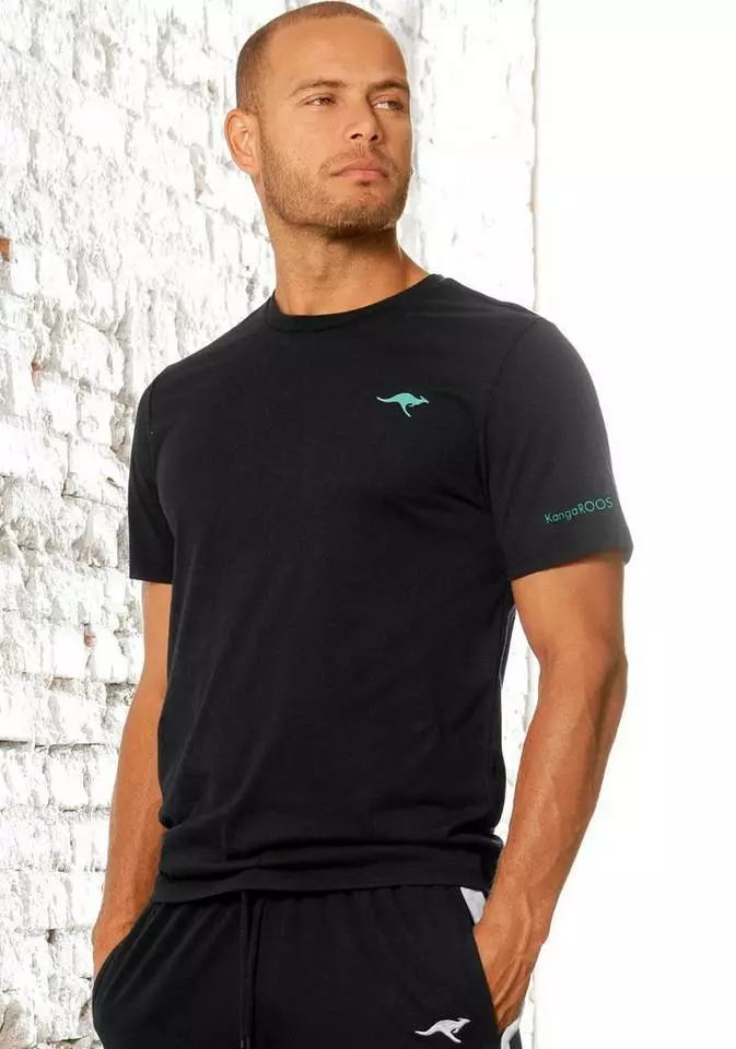 KangaROOS Kurzarmshirt »Homewear« (2er-Pack) mit KangaROOS Print auf der Brust Grau-meliert | anthrazit, Petrol | schwarz 4 KangaROOS Kurzarmshirt »Homewear« (2er-Pack) mit KangaROOS Print auf der Brust Grau-meliert | anthrazit, Petrol | schwarz – Bild 4