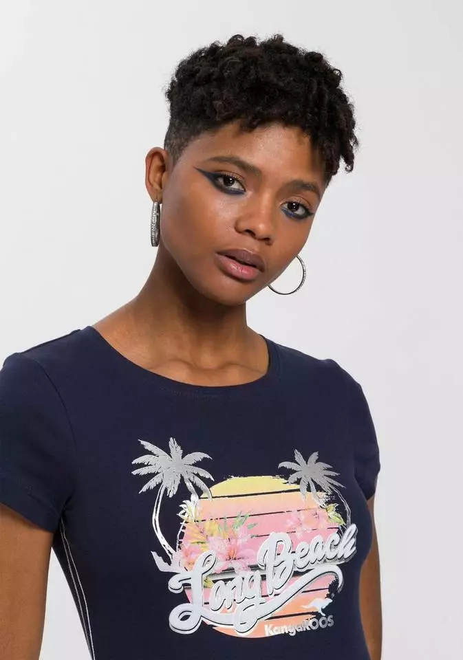 KangaROOS T-Shirt mit "Long Beach" Print Marine, Grau-bedruckt, Weiß 3 KangaROOS T-Shirt mit "Long Beach" Print Marine, Grau-bedruckt, Weiß – Bild 3