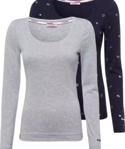 KangaROOS Langarmshirt (Packung, 2er-Pack) im Doppelpack 1x uni + 1x bedruckt - NEUE KOLLEKTION Wei&szlig;-schwarz, Marine-hellgrau-meliert -KangaROOS Verkaufsladen 4f4e6629 9cd3 59fa a95a ca00da550f9b