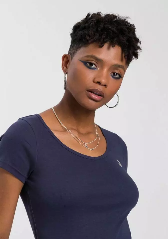 KangaROOS T-Shirt mit V-Neck und silberschimmernden Logodruck auf der Brust - NEUE KOLLEKTION Rosa, Weiß, Marine 3 KangaROOS T-Shirt mit V-Neck und silberschimmernden Logodruck auf der Brust - NEUE KOLLEKTION Rosa, Weiß, Marine – Bild 3