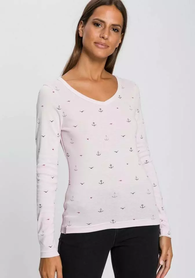 KangaROOS Langarmshirt mit hanseatischem Alloverdruck - NEUE KOLLEKTION Rosa-meliert, Marine 9 KangaROOS Langarmshirt mit hanseatischem Alloverdruck - NEUE KOLLEKTION Rosa-meliert, Marine – Bild 9