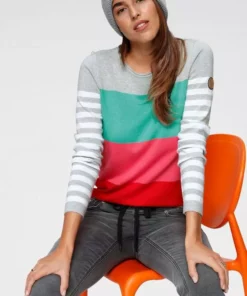 KangaROOS Rundhalspullover in modischer Streifenoptik Beere-rosa, Marine-rot-hellgrau, Hellgrau-t&uuml;rkis-pink, Wollwei&szlig;-rosa-dunkelgr&uuml;n -KangaROOS Verkaufsladen 53dcea31 ec04 5f38 99aa f8ce3f2cf917