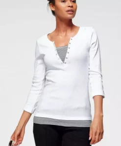 KangaROOS 2-in-1-Shirt mit geöffneter Zierknopfleiste und Turn-up Ärmeln Schwarz-wei&szlig;, Himbeere-marine-wei&szlig;, T&uuml;rkis-schwarz-wei&szlig;, Marine-wei&szlig; -KangaROOS Verkaufsladen 550b6e45 8f2f 5f28 a243 0d9545d3d89f