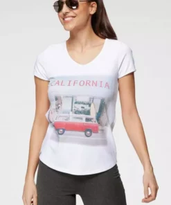 KangaROOS T-Shirt mit sommerlichem Frontprint Weiß Bus, Weiß Käfer