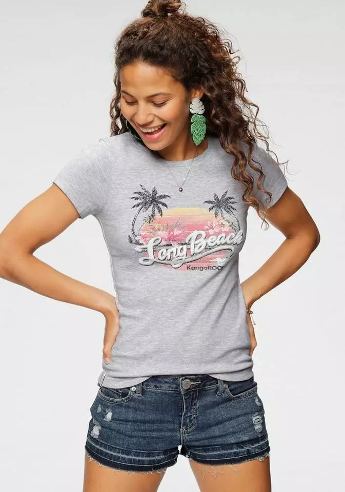 KangaROOS T-Shirt mit "Long Beach" Print Marine, Grau-bedruckt, Weiß 8 KangaROOS T-Shirt mit "Long Beach" Print Marine, Grau-bedruckt, Weiß – Bild 8