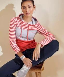 KangaROOS Kapuzenshirt in verspielter Ringel-Optik mit Colorblocking Design Schwarz-weiß-hellgrau, Weiß-marine-rauchblau, Coral-hellgrau-gestreift, Grün-marine-gestreift -KangaROOS Verkaufsladen 57d97baf e935 5b4f 89bc 610e2450b89b