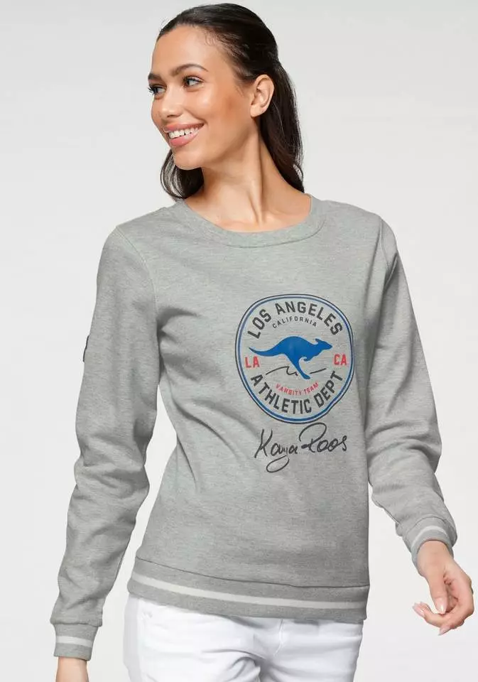 KangaROOS Sweatshirt mit großem Retro Label-Druck im Collage-Look - NEUE KOLLEKTION Hellgrau-meliert, Marine, Weiß 1 KangaROOS Sweatshirt mit großem Retro Label-Druck im Collage-Look - NEUE KOLLEKTION Hellgrau-meliert, Marine, Weiß