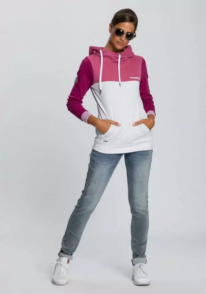 KangaROOS Kapuzensweatshirt mit modischer Kombination aus Color-Blocking und Streifen Beere-rose, Marine-nachtblau, Schwarz-weiß-hellgrau-meliert 7 KangaROOS Kapuzensweatshirt mit modischer Kombination aus Color-Blocking und Streifen Beere-rose, Marine-nachtblau, Schwarz-weiß-hellgrau-meliert – Bild 7