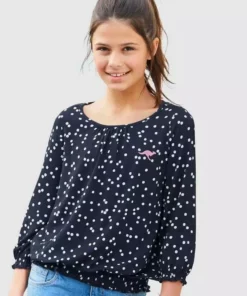 KangaROOS 3/4-Arm-Shirt mit Smokdetails am Saum