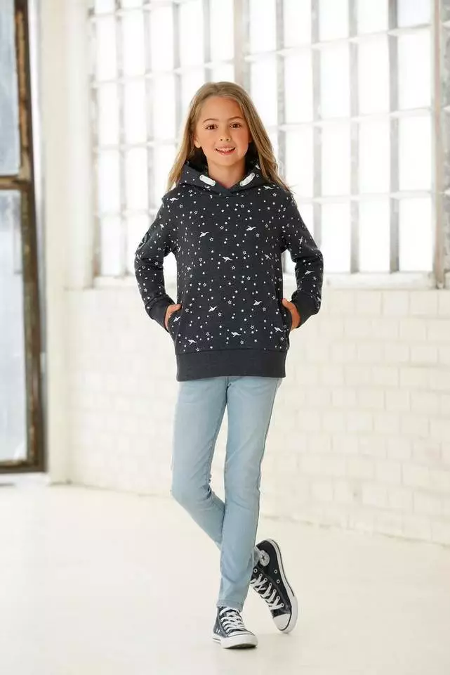 KangaROOS Kapuzensweatshirt Mit seitlichen Taschen Petrol, Marine-meliert 6 KangaROOS Kapuzensweatshirt Mit seitlichen Taschen Petrol, Marine-meliert – Bild 6