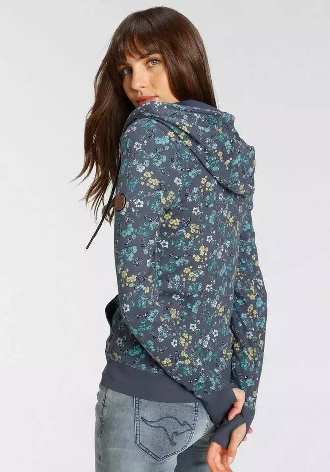 KangaROOS Kapuzensweatjacke mit floralem Allover-Druck - NEUE KOLLEKTION Schwarz, Marine 2 KangaROOS Kapuzensweatjacke mit floralem Allover-Druck - NEUE KOLLEKTION Schwarz, Marine – Bild 2