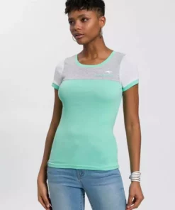 KangaROOS T-Shirt im Colorblocking-Stil Hellgrau-meliert-grün-weiß, Marine-colorblocking, Weiß-schwarz-hellgrau-meliert