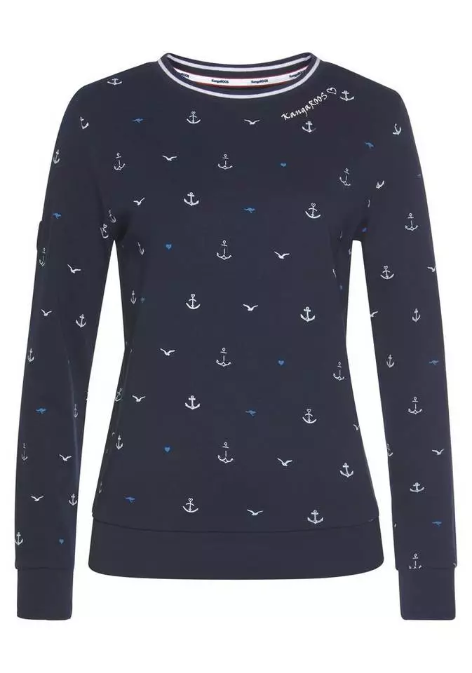 KangaROOS Sweatshirt in verschiedenen maritimen Druck-Varianten Weiß, Himbeere-meliert, Marine 5 KangaROOS Sweatshirt in verschiedenen maritimen Druck-Varianten Weiß, Himbeere-meliert, Marine – Bild 5