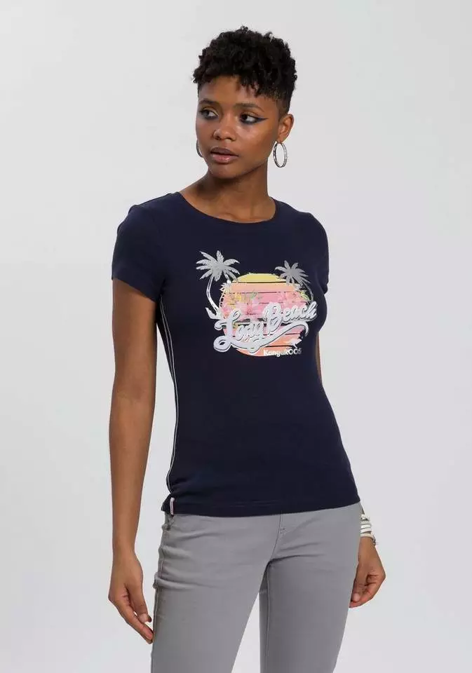 KangaROOS T-Shirt mit "Long Beach" Print Marine, Grau-bedruckt, Weiß 1 KangaROOS T-Shirt mit "Long Beach" Print Marine, Grau-bedruckt, Weiß