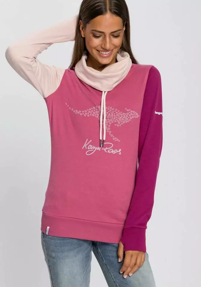 KangaROOS Sweatshirt mit kontrastfarbenen Ärmeln im neuen Colour-Blocking-Design - NEUE KOLLEKTION Weiß-schwarz-hellgrau, Beere 1 KangaROOS Sweatshirt mit kontrastfarbenen Ärmeln im neuen Colour-Blocking-Design - NEUE KOLLEKTION Weiß-schwarz-hellgrau, Beere