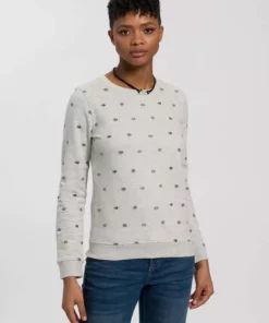 KangaROOS Sweatshirt mit Wording-Druck auf dem Rücken & Allover-Druck - NEUE KOLLEKTION Anthrazit-meliert, Beige-meliert -KangaROOS Verkaufsladen 637707a5 90cc 586b a7da a6850c777d5d