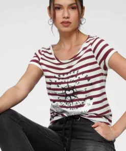 KangaROOS T-Shirt mit großem Metallic-Print vorne Marine-weiß-gestreift, Grau-weiß-gestreift, Bordeaux-weiß-gestreift -KangaROOS Verkaufsladen 660f3dc1 138d 54dc a057 57431269cf3d