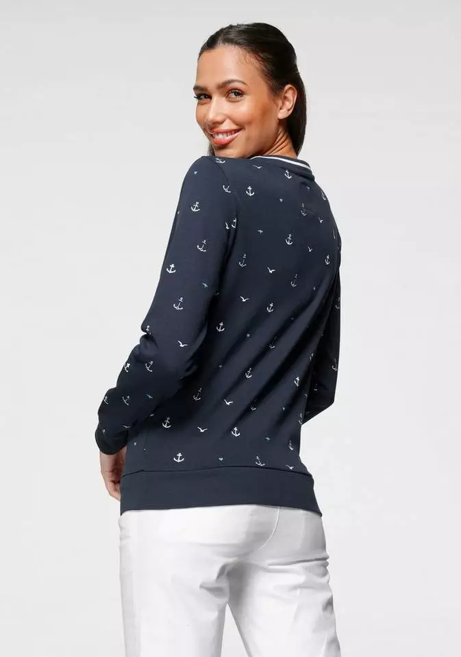 KangaROOS Sweatshirt in verschiedenen maritimen Druck-Varianten Weiß, Himbeere-meliert, Marine 2 KangaROOS Sweatshirt in verschiedenen maritimen Druck-Varianten Weiß, Himbeere-meliert, Marine – Bild 2