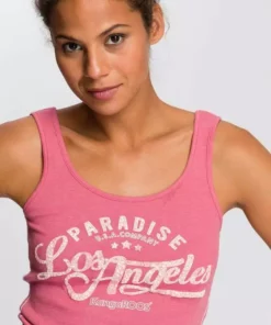 KangaROOS Ripptanktop mit blumigem Puff-Print Himbeere, Hellgrau-meliert -KangaROOS Verkaufsladen 673ffd95 8c28 58c9 97b6 c0a49c24f0cd