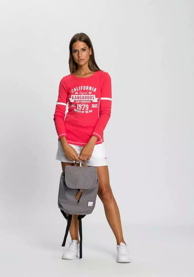 KangaROOS Langarmshirt mit Print Vorne und an Ärmeln Weiß, Koralle, Marine 5 KangaROOS Langarmshirt mit Print Vorne und an Ärmeln Weiß, Koralle, Marine – Bild 5