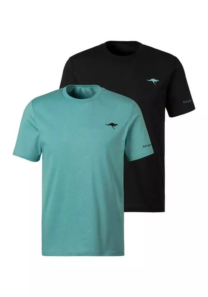 KangaROOS Kurzarmshirt »Homewear« (2er-Pack) mit KangaROOS Print auf der Brust Grau-meliert | anthrazit, Petrol | schwarz 2 KangaROOS Kurzarmshirt »Homewear« (2er-Pack) mit KangaROOS Print auf der Brust Grau-meliert | anthrazit, Petrol | schwarz – Bild 2