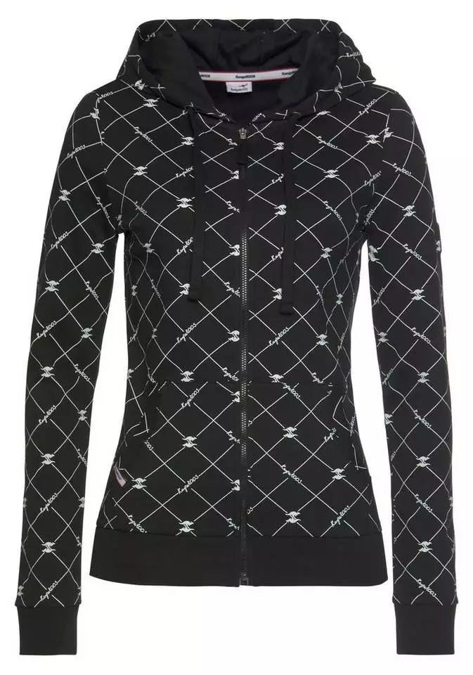 KangaROOS Kapuzensweatjacke mit modischen Logo-Allover-Druck Schwarz-weiß-bedruckt, Weiß-schwarz-bedruckt 5 KangaROOS Kapuzensweatjacke mit modischen Logo-Allover-Druck Schwarz-weiß-bedruckt, Weiß-schwarz-bedruckt – Bild 5