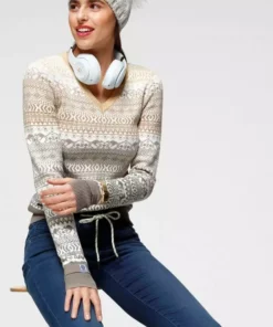 KangaROOS Jacquardpullover im Norweger-Muster mit kleinen Kängurus Offwhite-taupe-gemustert, Marine-hellblau -KangaROOS Verkaufsladen 6b62cac8 191a 5658 9d07 14acb95e74ed