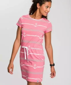 KangaROOS Shirtkleid im tollen Vogel und Anker Druck oder unifarben Beere-grau-bedruckt, Marine-meliert-bedruckt, Schwarz