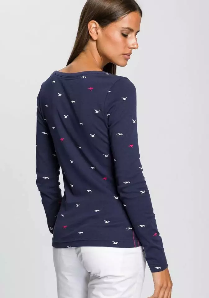 KangaROOS Langarmshirt mit hanseatischem Alloverdruck - NEUE KOLLEKTION Rosa-meliert, Marine 2 KangaROOS Langarmshirt mit hanseatischem Alloverdruck - NEUE KOLLEKTION Rosa-meliert, Marine – Bild 2