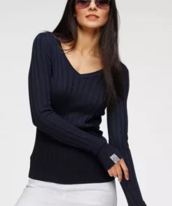 KangaROOS V-Ausschnitt-Pullover in breit geripptem Feinstrick Hellgrau-melange, Aquablau, Marine, Khaki -KangaROOS Verkaufsladen 709ac29f 2ed0 505e ae9b ef3ef9a235be