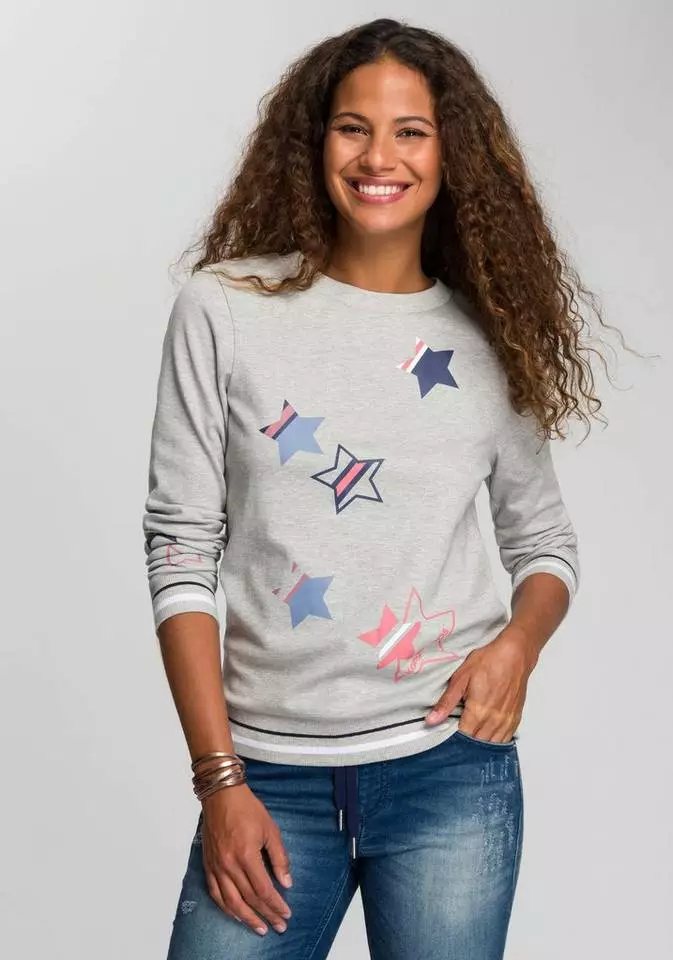 KangaROOS Sweater mit süßen Sternchen-Drucken Hellgrau-meliert, Marine-bedruckt, Schwarz 1 KangaROOS Sweater mit süßen Sternchen-Drucken Hellgrau-meliert, Marine-bedruckt, Schwarz