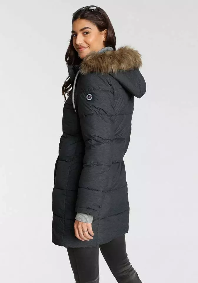 KangaROOS Steppjacke mit kuscheligem, abnehmbarem Fellimitat-Kragen an der Kapuze - NEUE KOLLEKTION Jeansblau-meliert, Schwarz-meliert 2 KangaROOS Steppjacke mit kuscheligem, abnehmbarem Fellimitat-Kragen an der Kapuze - NEUE KOLLEKTION Jeansblau-meliert, Schwarz-meliert – Bild 2