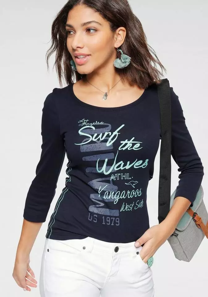 KangaROOS 3/4-Arm-Shirt mit auffälligen Schriftzügen Hellgrau-meliert, Marine, Weiß, Pink 16 KangaROOS 3/4-Arm-Shirt mit auffälligen Schriftzügen Hellgrau-meliert, Marine, Weiß, Pink – Bild 16