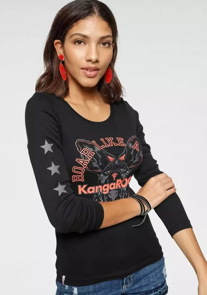 KangaROOS Langarmshirt mit Känguru-Front-Print Blau, Pink, Bedruckt-weiß, Schwarz-bedruckt 7 KangaROOS Langarmshirt mit Känguru-Front-Print Blau, Pink, Bedruckt-weiß, Schwarz-bedruckt – Bild 7