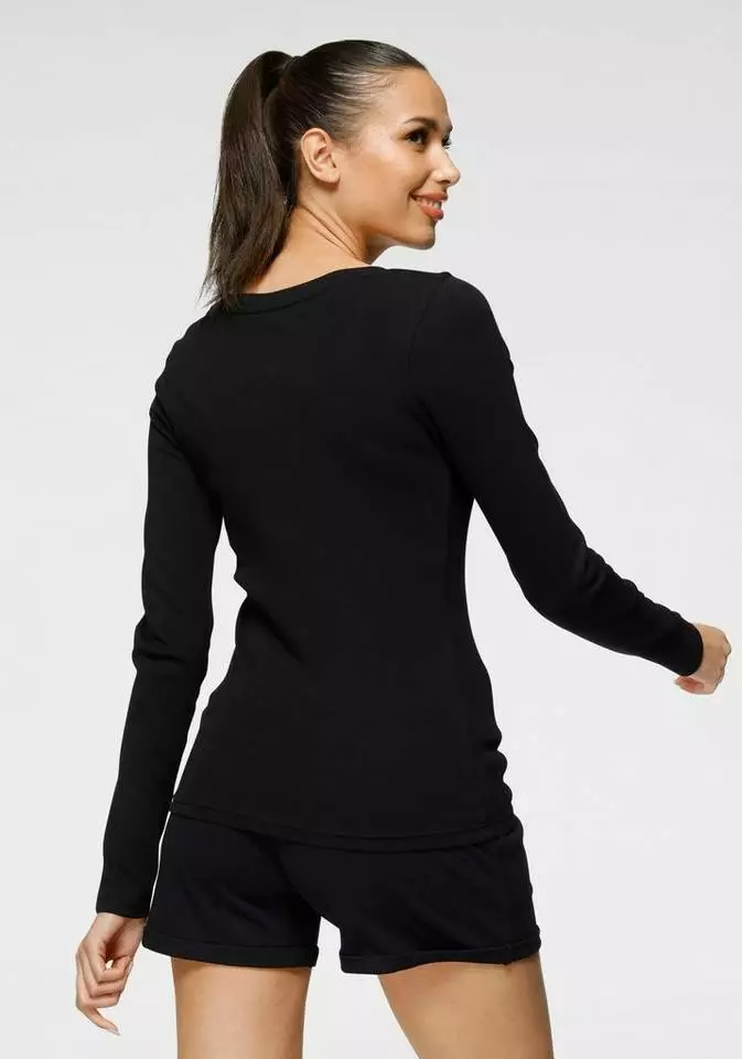 KangaROOS Langarmshirt mit Känguru-Logodruck und Knopfleiste - NEUE KOLLEKTION Himbeere-meliert, Schwarz 2 KangaROOS Langarmshirt mit Känguru-Logodruck und Knopfleiste - NEUE KOLLEKTION Himbeere-meliert, Schwarz – Bild 2