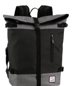 KangaROOS Cityrucksack, mit modischem Roll Top Gelb-grau, Schwarz