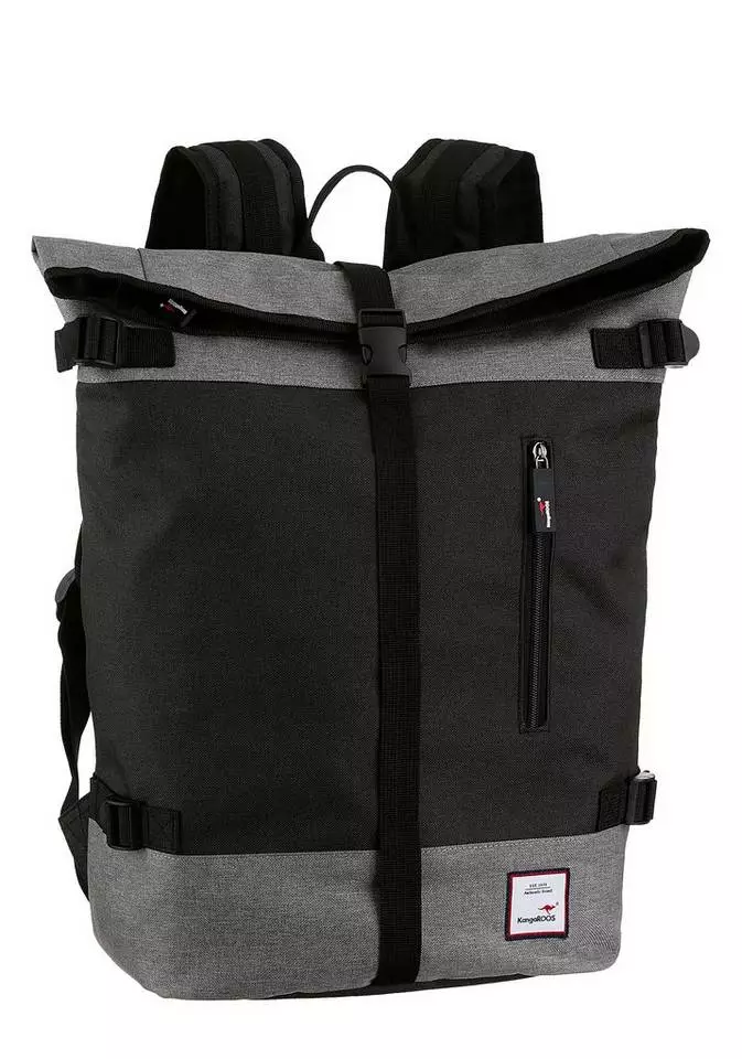 KangaROOS Cityrucksack, mit modischem Roll Top Gelb-grau, Schwarz 1 KangaROOS Cityrucksack, mit modischem Roll Top Gelb-grau, Schwarz