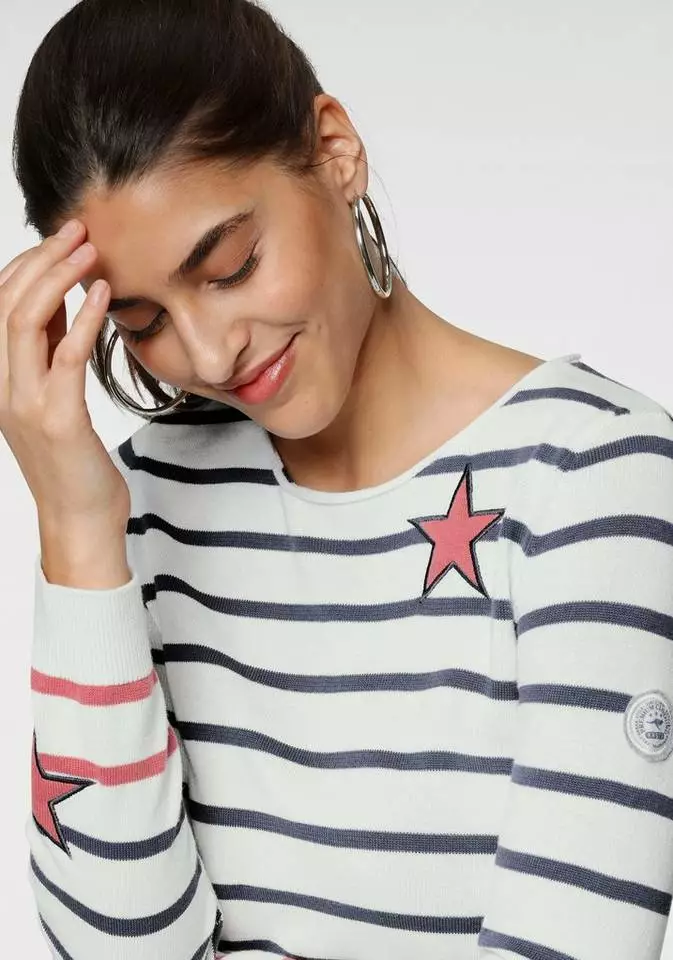 KangaROOS Streifenpullover mit kontrastfarbigen, aufgenähten Sternen Schwarz-grau-wollweiß-gestreift, Blau-weiß-rosa-gestreift, Wollweiß-blau-hellpink-gestreift 4 KangaROOS Streifenpullover mit kontrastfarbigen, aufgenähten Sternen Schwarz-grau-wollweiß-gestreift, Blau-weiß-rosa-gestreift, Wollweiß-blau-hellpink-gestreift – Bild 4