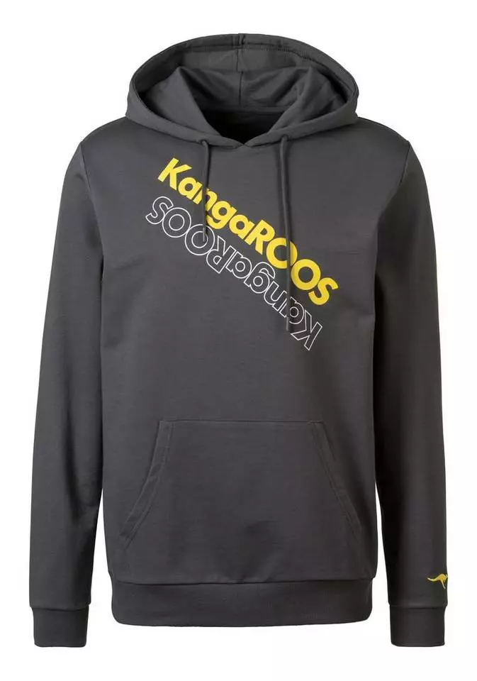 KangaROOS Kapuzensweatshirt mit Logo Print vorn Anthrazit-gelb, Schwarz-petrol, Navy-rot 4 KangaROOS Kapuzensweatshirt mit Logo Print vorn Anthrazit-gelb, Schwarz-petrol, Navy-rot – Bild 4