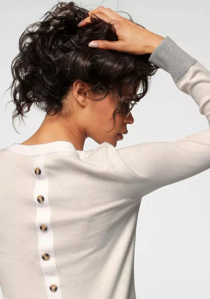 KangaROOS Rundhalspullover mit Knopfleiste hinten und Konstrast-Bündchen - NEUE KOLLEKTION Beige-hellgrau, Mint-weiß 4 KangaROOS Rundhalspullover mit Knopfleiste hinten und Konstrast-Bündchen - NEUE KOLLEKTION Beige-hellgrau, Mint-weiß – Bild 4