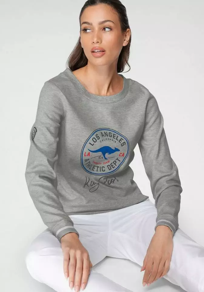 KangaROOS Sweatshirt mit großem Retro Label-Druck im Collage-Look - NEUE KOLLEKTION Hellgrau-meliert, Marine, Weiß 6 KangaROOS Sweatshirt mit großem Retro Label-Druck im Collage-Look - NEUE KOLLEKTION Hellgrau-meliert, Marine, Weiß – Bild 6