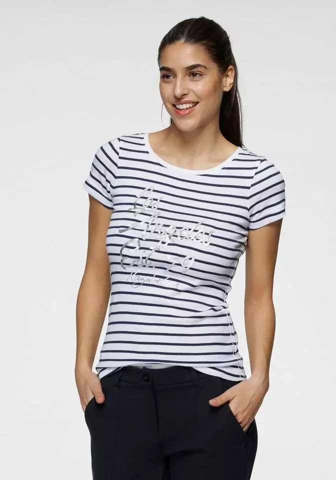 KangaROOS T-Shirt mit großem Logoschriftzug in Handschrift-Optik Marine-weiß, Weiß-rosa 8 KangaROOS T-Shirt mit großem Logoschriftzug in Handschrift-Optik Marine-weiß, Weiß-rosa – Bild 8