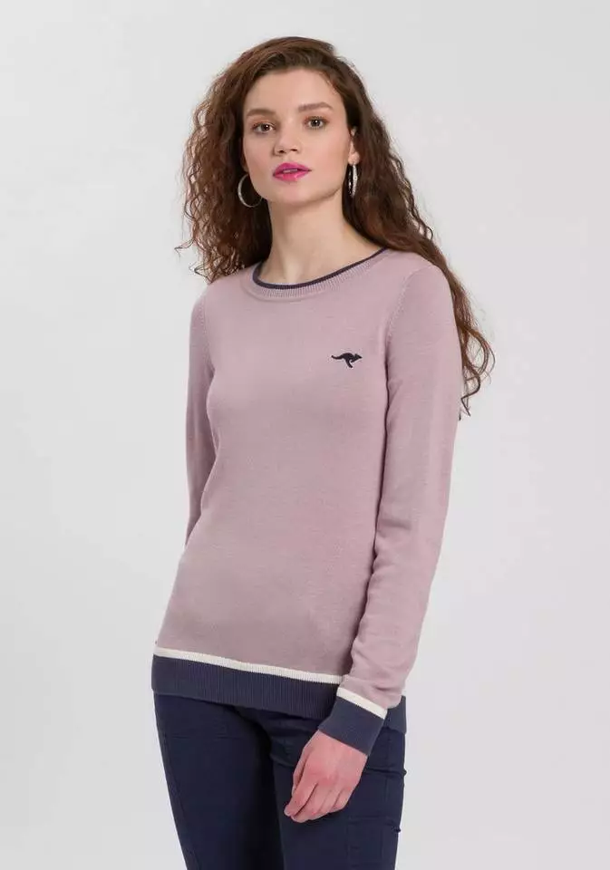 KangaROOS Rundhalspullover mit kontrastfarbenem Saum Schwarz, Offwhite-schwarz, Marine-rot, Rosa-blau 1 KangaROOS Rundhalspullover mit kontrastfarbenem Saum Schwarz, Offwhite-schwarz, Marine-rot, Rosa-blau